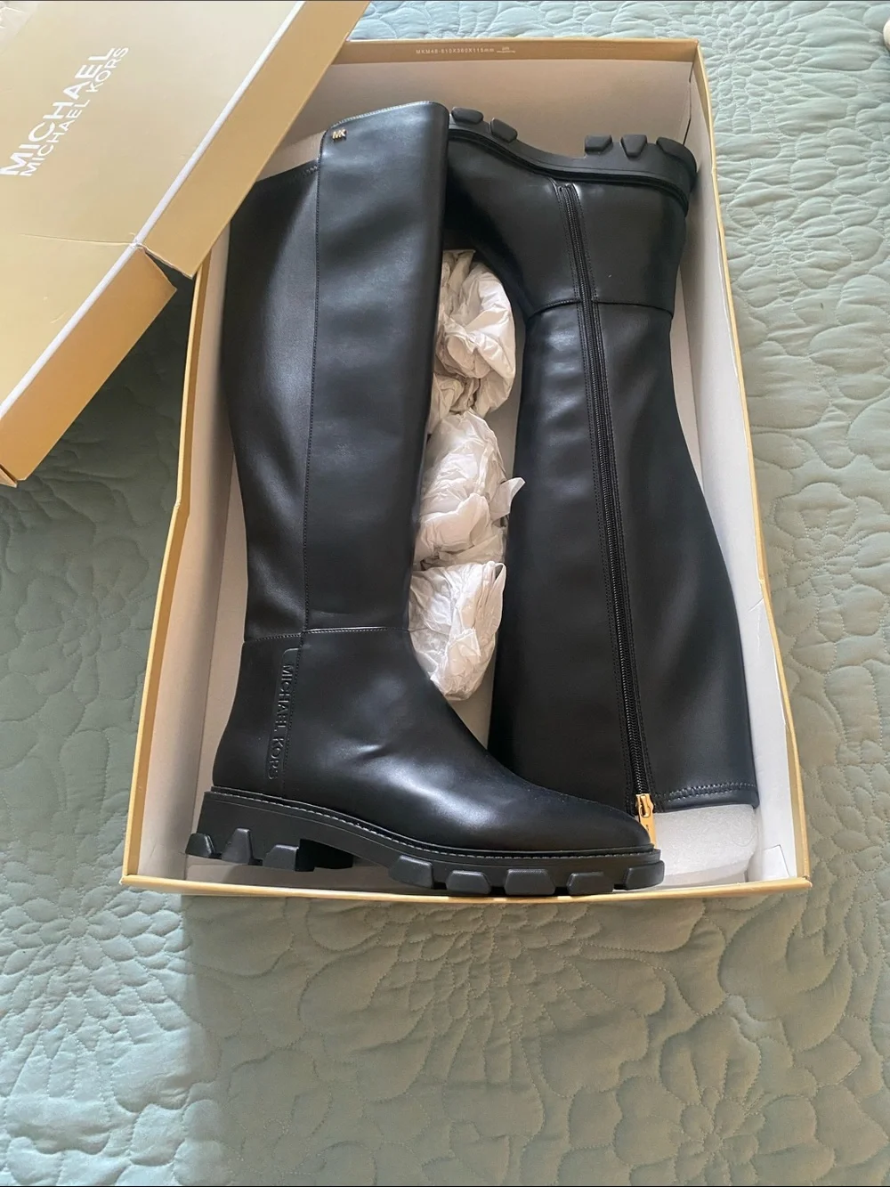 Michael Kors Ridley Black Lug Sole Boots SZ 8.5 NWT